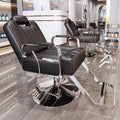 Reclining barber chair - professional salon hair cutting chair with swivel, perm & dyeing cap, stainless steel - ideal for barbershops & salons