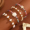 Bohemian bracelet set wholesale - european & american cross-border jewelry - starfish, seashell, beach-themed colorful seed bead & pearl bracelets