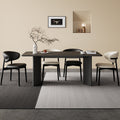 Italian minimalist rectangular dining table and chair set, simple yet luxurious, modern home decor, small apartment black rock slab dining table