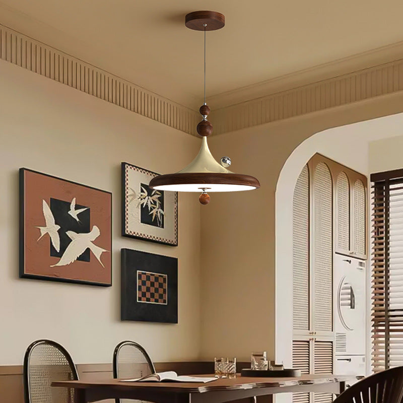Creative personality antique rocker restaurant chandelier walnut color island chandelier full spectrum LED wrought iron chandelier