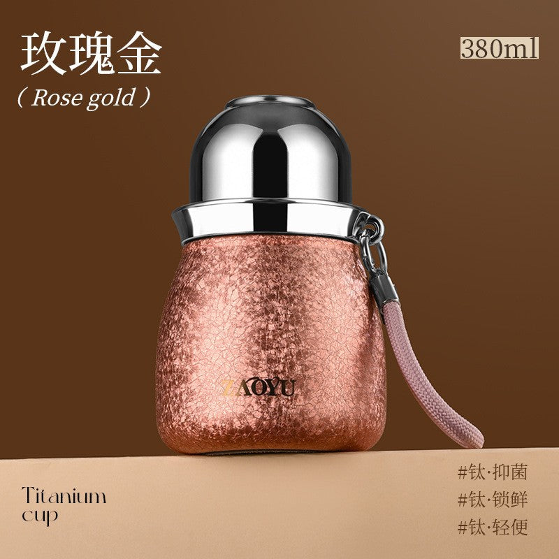Titanium-covered yuanbao gourd thermos cup fulu cup tea water separation three-drink thermos water cup stew tea cup thermos cup tea set