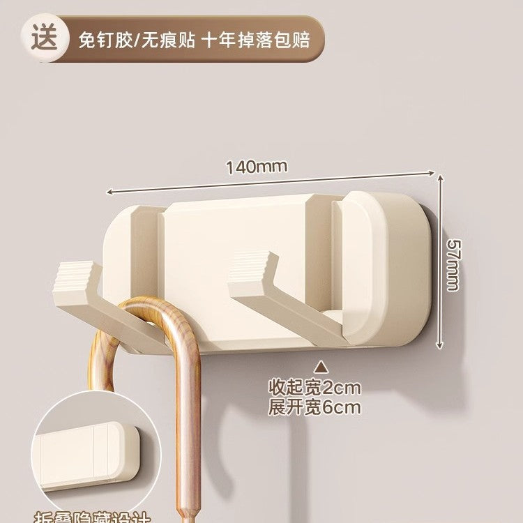 No punching, foldable invisible hook, bathroom entrance after entering the door, bedroom wall hanging storage clothes row hook