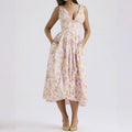 cross-border e-commerce women's fashion: european and american summer new arrivals - elegant v-neck camisole waist-cinching maxi dress