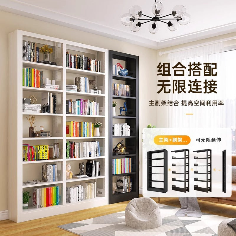 Steel bookshelf storage for home, freely combinable, floor-standing display unit, integrated wall-mounted, multi-tier children's library bookcase