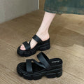 Women's high-heeled sandals: summer platform slides, stylish and versatile, non-slip thong sandals, minimalist solid color roman style