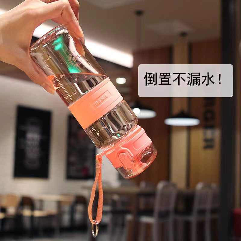 New heat-resistant bouncing cup - minimalist design for men and women, sports plastic cup, drop-proof with carry strap, high-value direct drink portable water bottle