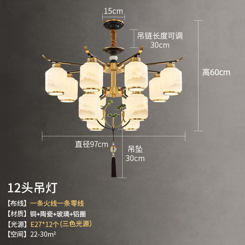 New chinoiserie chandelier living room lamp chinese style zen restaurant hotel booth room lamp for home downward chinoiserie lamps