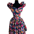 European and american cross-border women's fashion:  spring new arrivals - stylish v-neck printed high-waisted dress with lace sleeves and asymmetrical hem