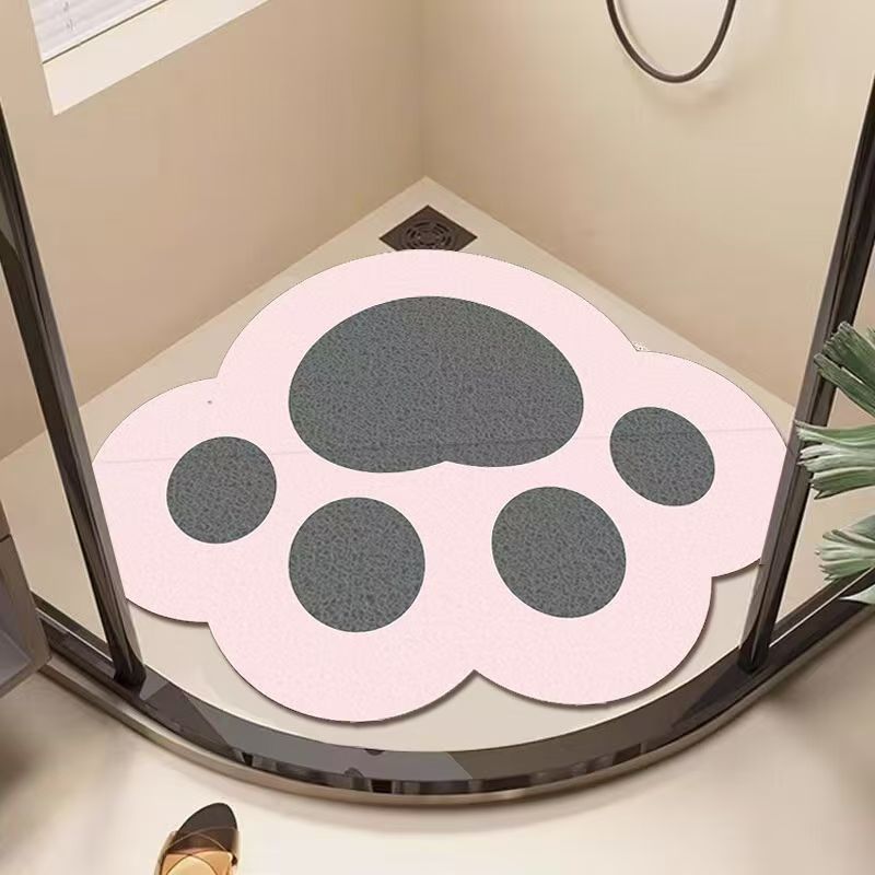 Cartoon cat paw bathroom non-slip mat - hollow silk loop rug for bathroom, shower, and bathrooms - anti-slip shower mat
