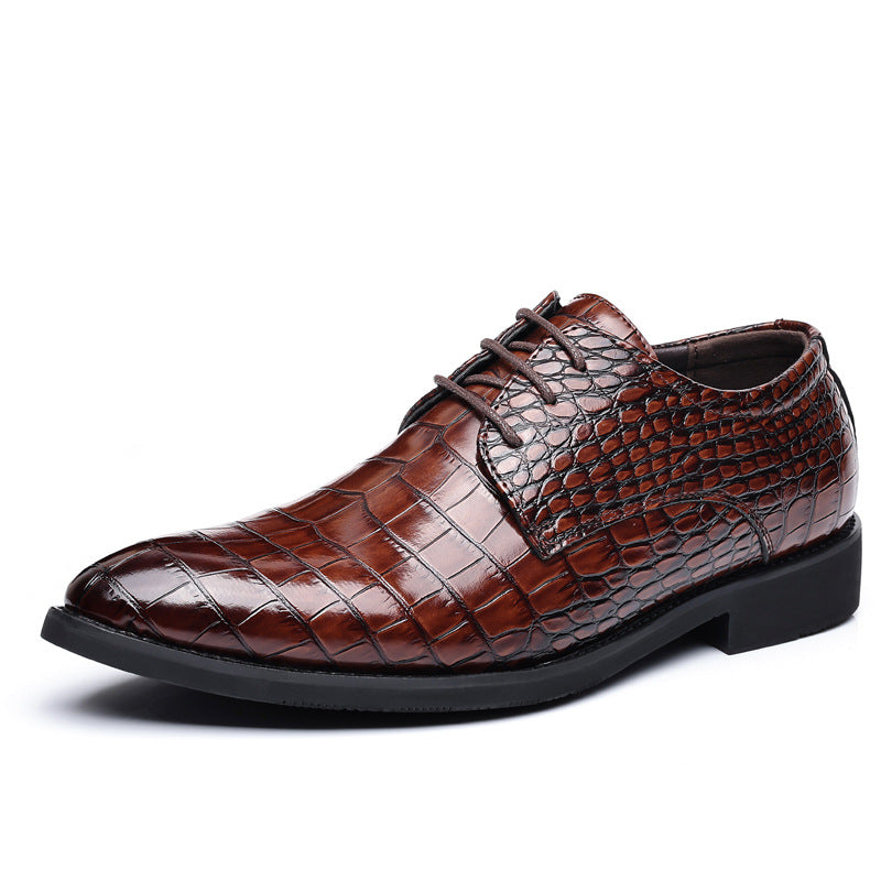 2024 men's leather dress shoes - new business casual style, crocodile embossed, british & korean design, pointed toe, plus sizes available