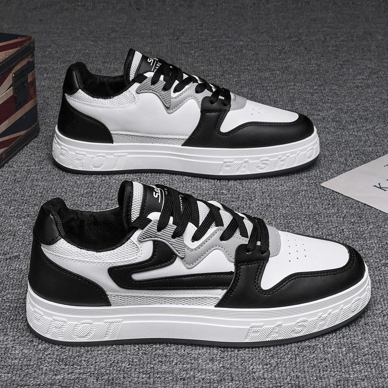 Men's winter shoes: breathable mesh sneakers for men, black and white versatile casual athletic leather shoes, white sneakers for men