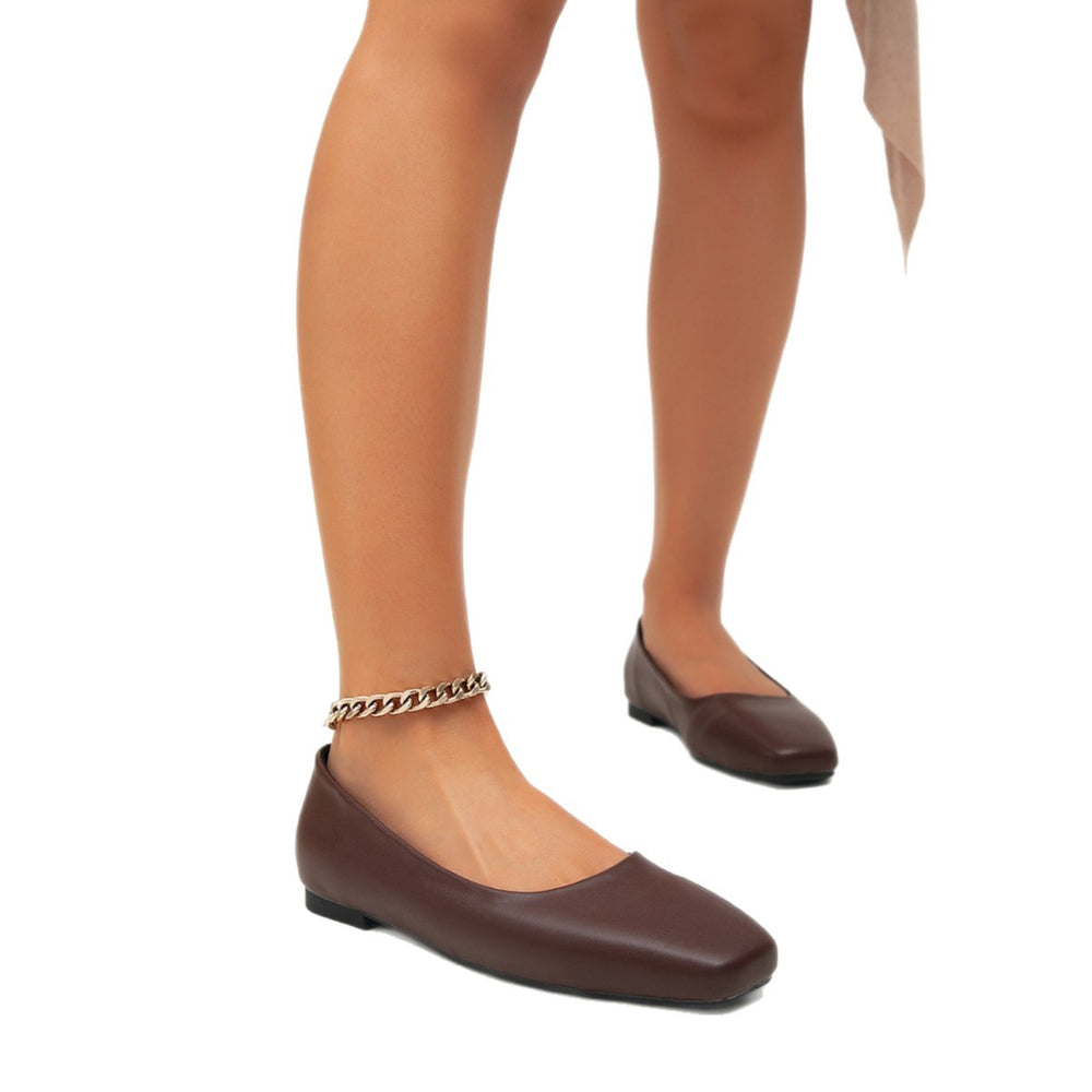 Dark brown square toe flats women's shoes casualwork clothingeasiest for matchcomfy basicsflats women's flats shoes elegancesummerwork clothing