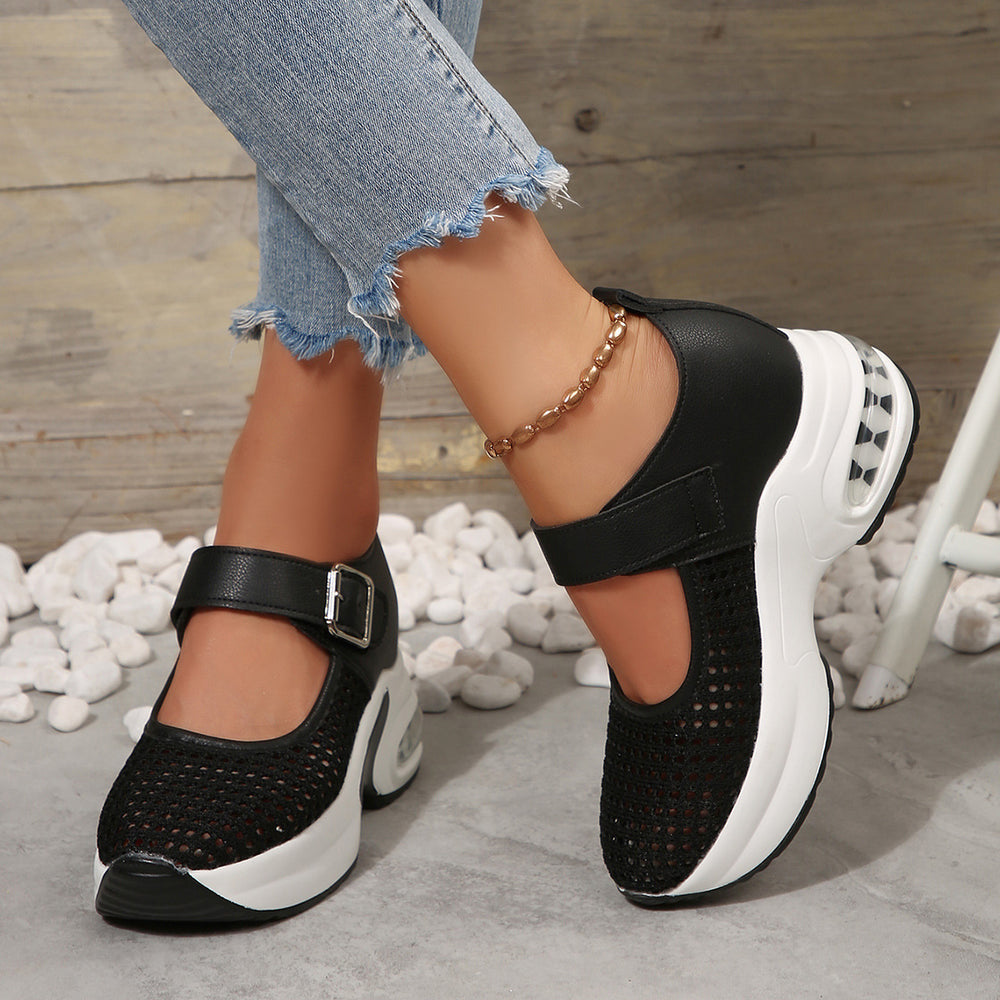 Exportplus size toe wedge sandals women's summer new arrivalcut out air cushion thick sole velcro women's sandals cross-border