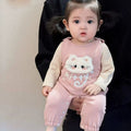 Spring overalls for young babies: stylish spring outfit set for one-year-old girls - trendy pants and spring apparel for infants and toddlers