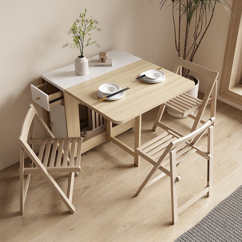 Cream style folding tablefor homefoldablemovable dining table and chair simple multifunctional table dining table and chair combination