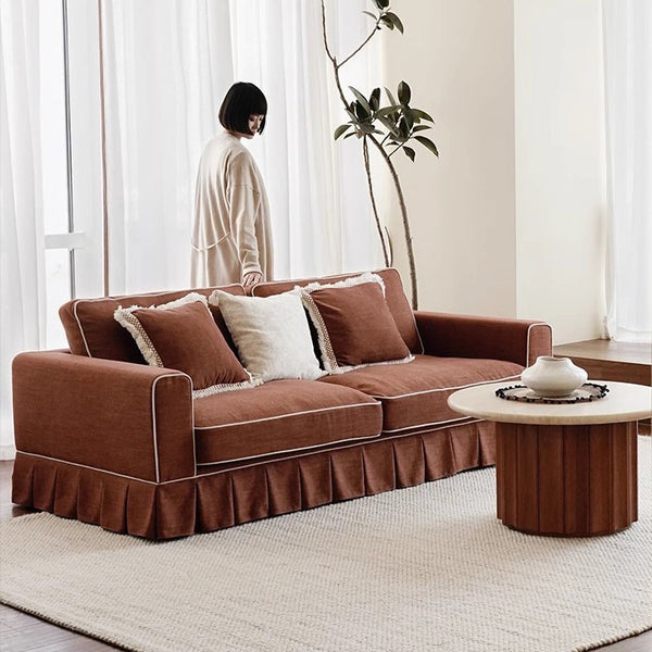 Wabi Sand Wind Small Apartment Living Room Fabric Removal and Washing Sofa Modern Simple Cloud Down Three-person Homestay Hotel Sofa