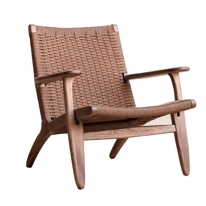 Scandinavian solid wood rope lounge chair single sofa chair b&b hotel lazy chair balcony casual saddle chair reading chair