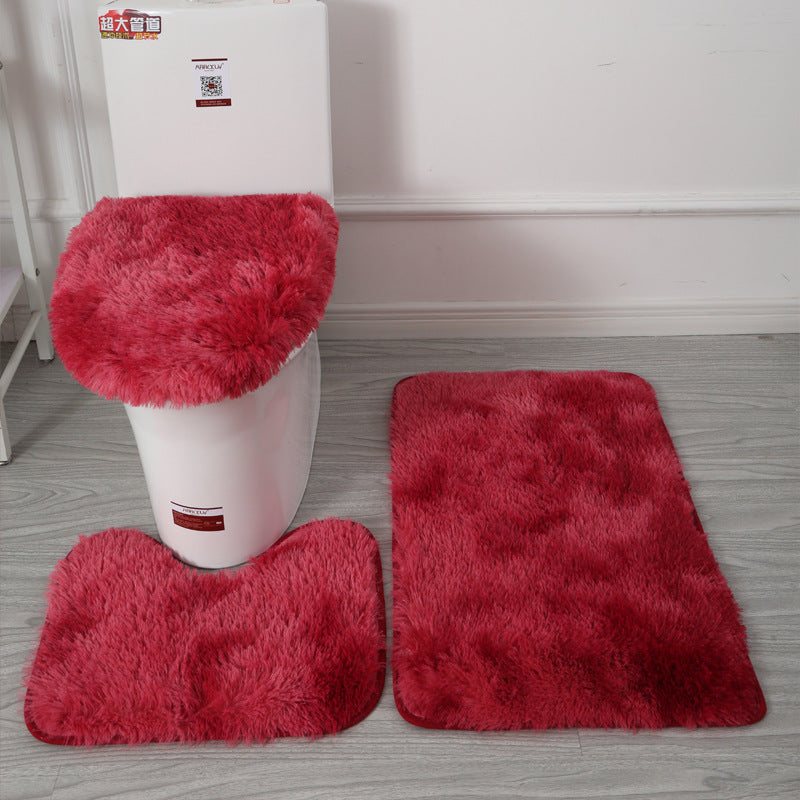Custom tie-dye plush toilet seat cover set - non-slip floor mats & absorbent bathroom accessories - hot selling on