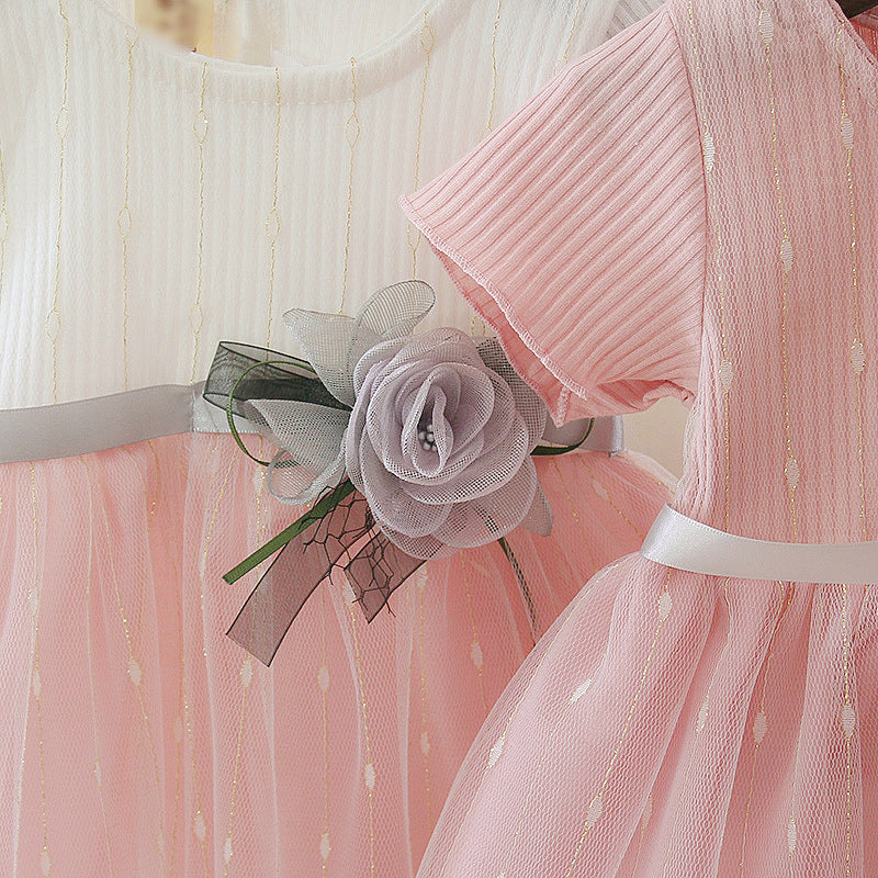 Girls' spring/summer dress - stylish korean style princess dress for toddlers and little girls - mesh skirt - lightweight summer dress for children