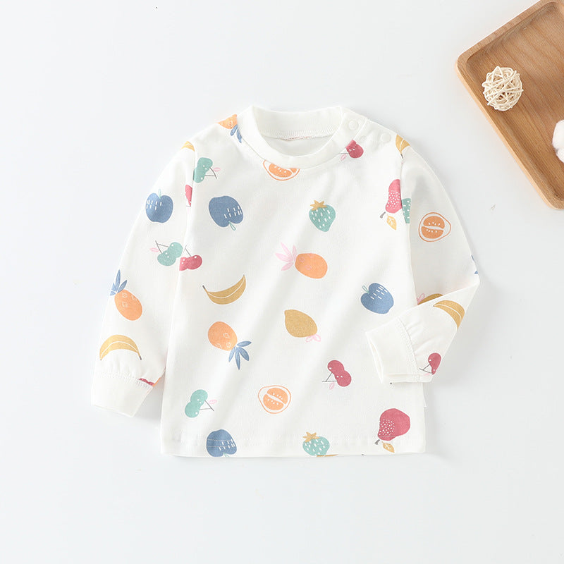 Baby underwear single top 0-1 year old infant autumn clothes boys' t-shirt long sleeve base layer pure cotton girls' autumn outfit