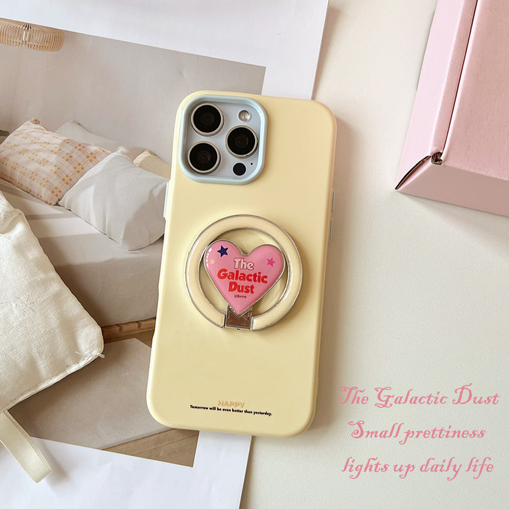 Two-tone heart stand phone case for apple 17 pro max - sweet girl style iphone 18 macaron jelly case
