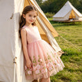 Girls' summer dress  new style tank dress children's heavily embroidered butterfly floral princess dress summer cross-border