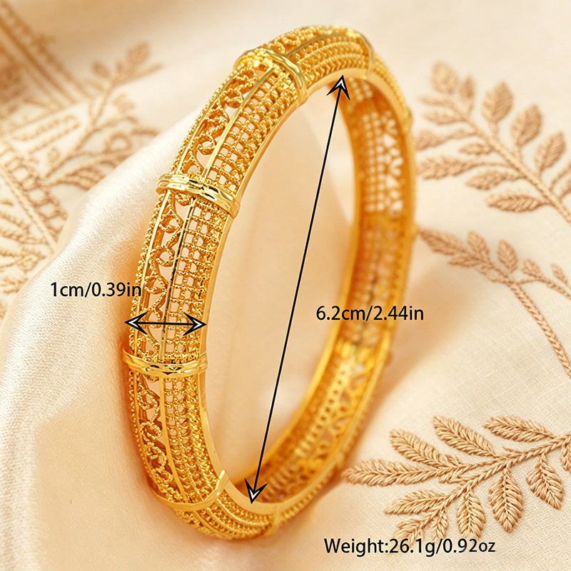 Middle eastern retro filigree hollow-out bangle ethnic style thin gold-plated bangle set cross-border women's bracelet wholesale