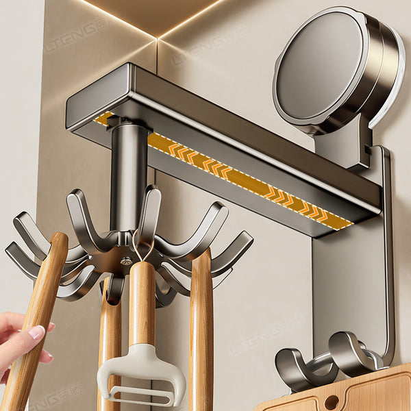 Powerful suction cup, kitchen, rotating hook, rack, nail-free wall-mounted hanger, spatula, spoon, kitchen utensils, storage artifact