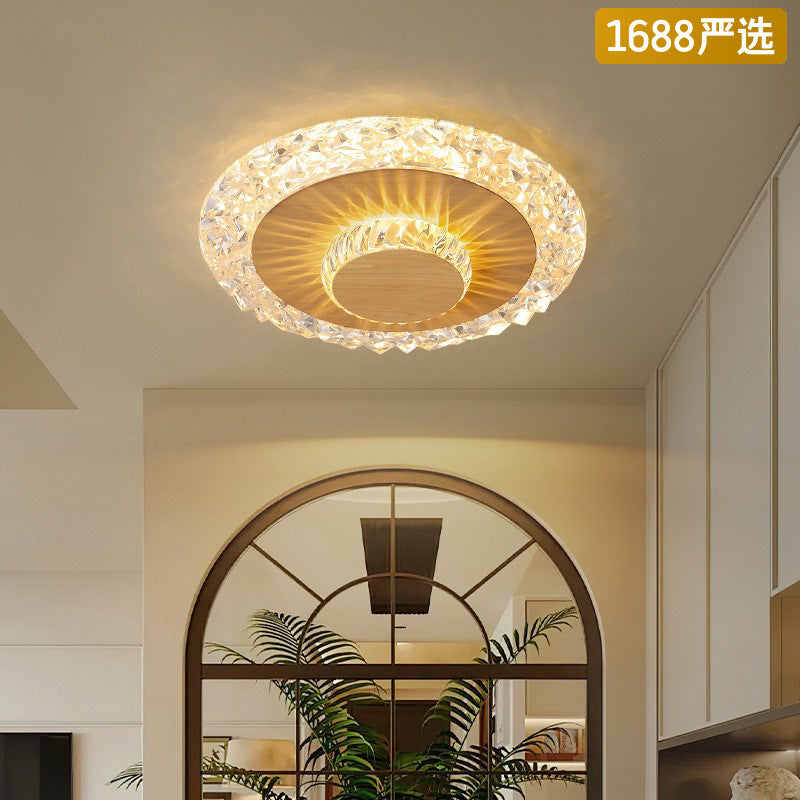 [Strict Selection] Aisle Light Ceiling Light Medium Antique Retro Wood Color Creative Imitation Crystal Lamps Modern Simple Light Luxury