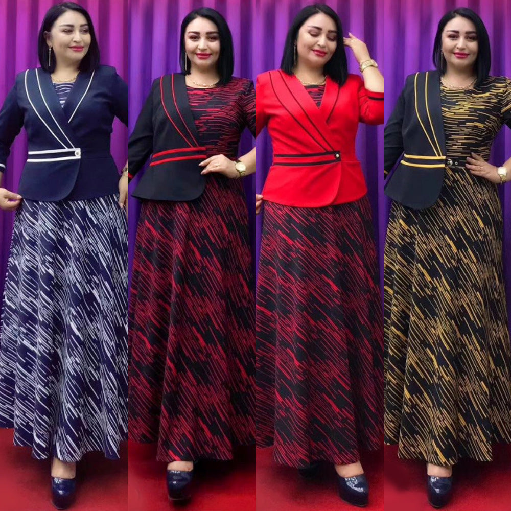 Fashion  elegantwork clothing two-piece set clothing cross-border african women's plus size outweardress