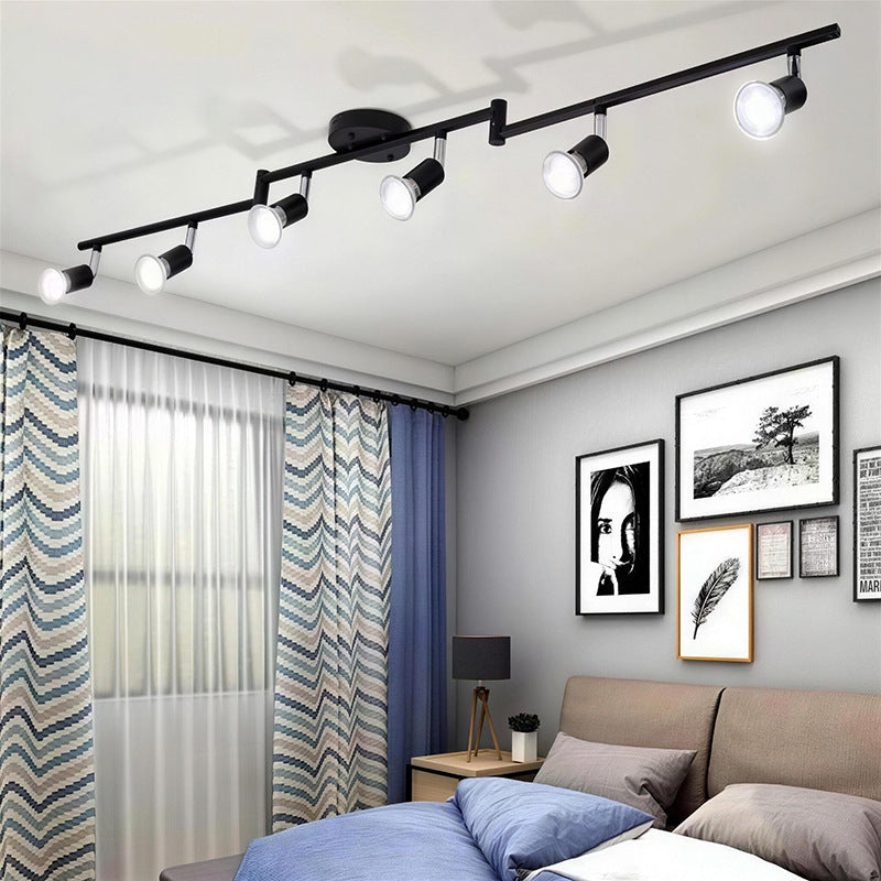 Modern minimalist chrome surface-mounted track lighting fixture for living room, bedroom, hallway, iron ceiling, shop, commercial background wall