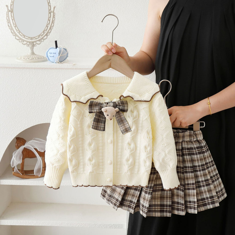 Girlsweaterjksuitloosesweaternew arrivaltwistpreppy styletwo-piece set