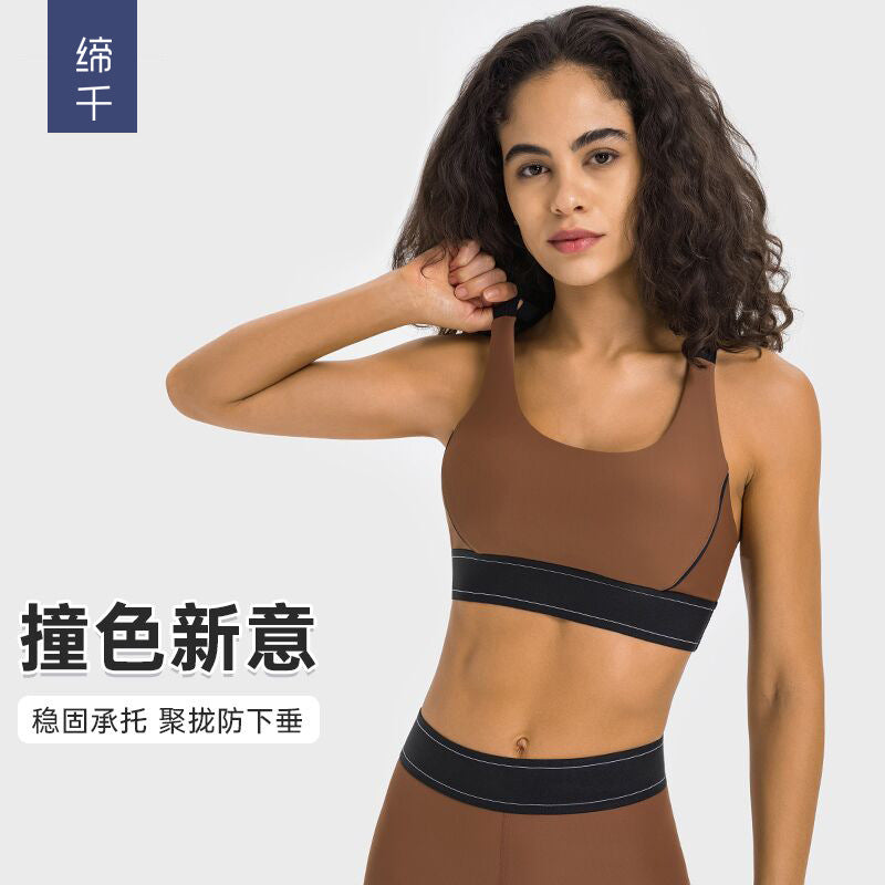 New color block adjustable strap sports bra - high impact, shockproof, push-up training bra - model dw346