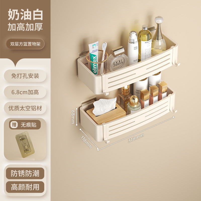 White bathroom shelf No punching toilet toilet toilet wall storage rack wall hanging cream wind