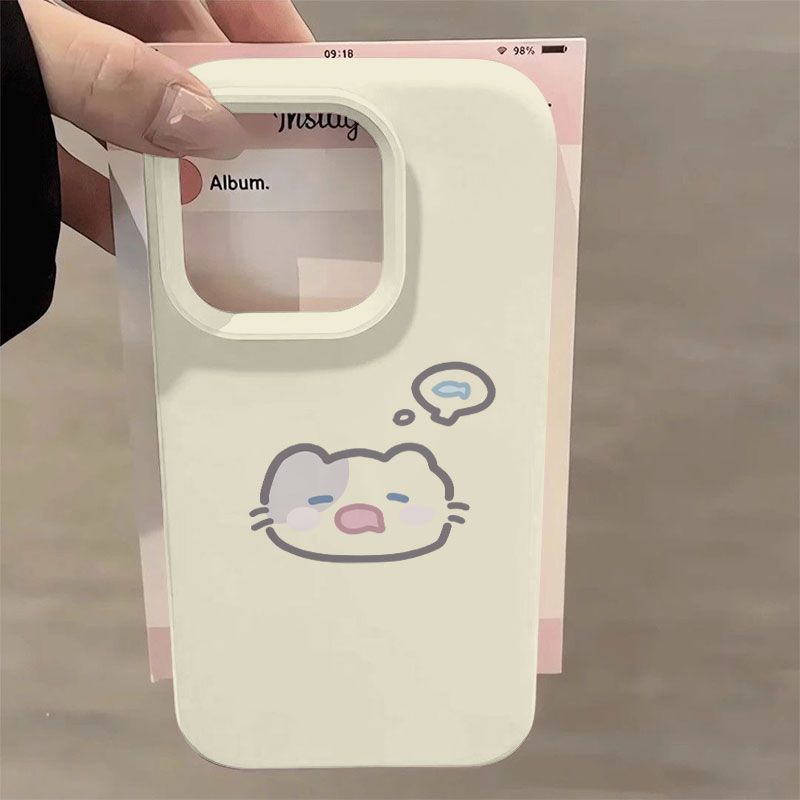 Soft and cute daydream kitten wants to eat fish, suitable for iphone 17 mobile phone case, korean style gentle style apple 18 glutinous rice shell