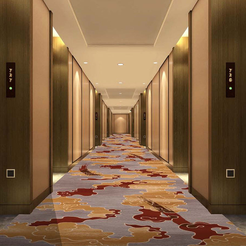 Hotel corridor aisle carpet new chinoiserie nylon printing 800g thickeneded flame retardant b1 pass-through floor stain-resistant aisle carpet