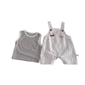 Summer new baby stylish overalls boys' summer outfit two-piece set kids' summer striped tank top clothes