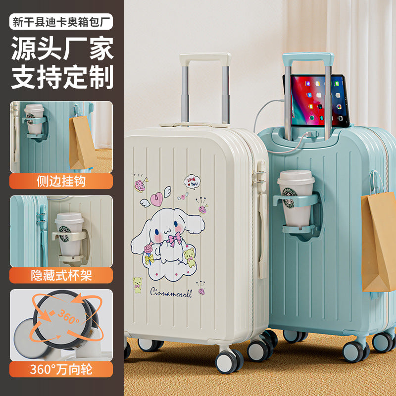 New cartoon pattern printed trolley case 20 inch boarding case multi-functional suitcase universal wheel lightweight password case