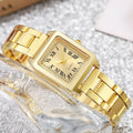 hot-selling small square watch, square women's watch, gold-tone stainless steel band quartz watch, fashionable and elegant watch, manufacturer in-stock wholesale