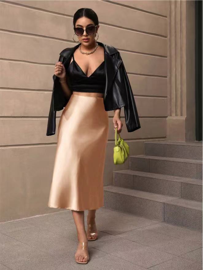 Hip-covering fishtail skirt satin satin mid-length skirt spring and summer new arrivalfashion cross-border women's clothing manufacturer direct