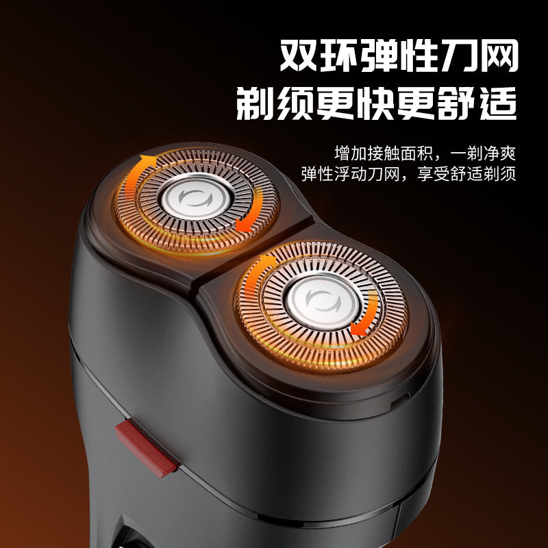 Men's electric shaver with dual blades, floating head, washable design, type-c fast charging, ready to ship