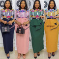 African plus size  spring style printing high waistslimming look hip-covering asymmetricalruffleswork clothingdress wholesale