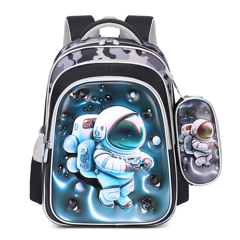 Ready-to-ship cross-border backpack set for grades 3-6. this two-piece backpack features a textured, glossy 3d leather design, perfect for elementary school students and designed to reduce the burden of carrying books