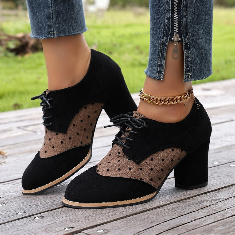 suede tie back high-heeled professional flats women's autumnew arrivalplus sizeretro deep-mouthed low-top flats