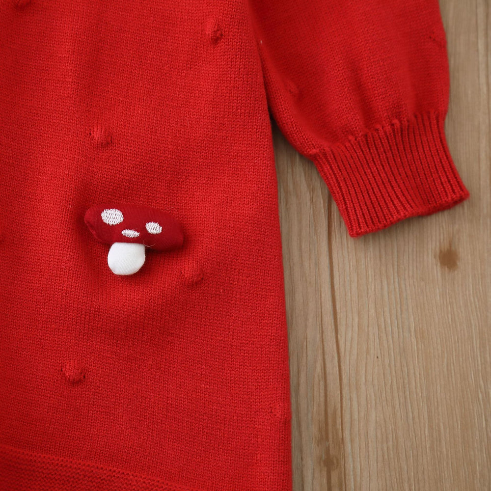Girls' knit dress - new autumn/winter  collection - red new year's greeting dress - sweet and stylish pullover dress for baby girls