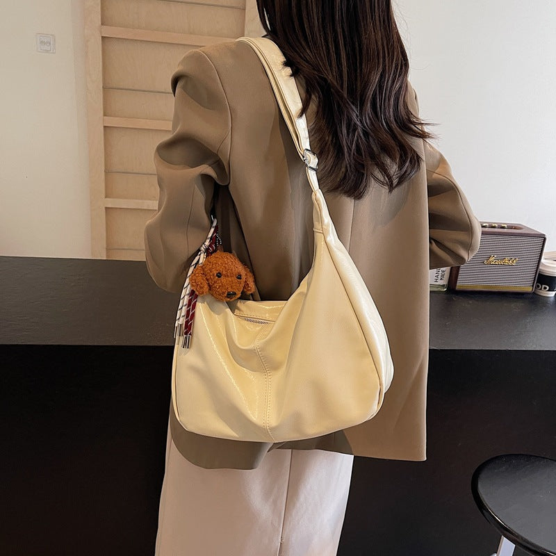 Fashion oil wax leather casual bag women's 2025 new high-end commuter messenger bag large-capacity simple tote bag