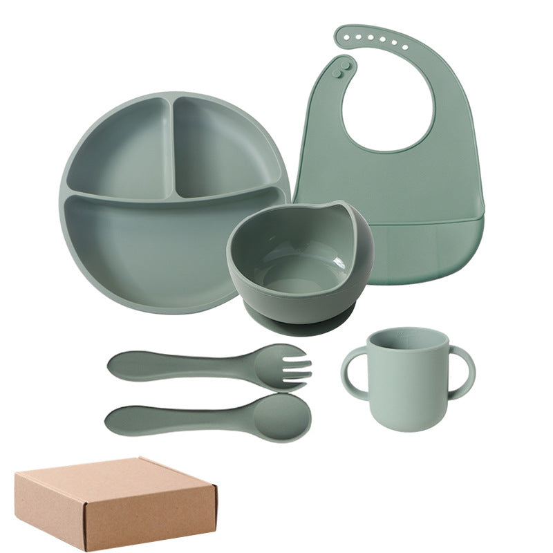 best-selling baby feeding set, including silicone plate, bowl, and spoon for infant food. wholesale children's feeding utensil set