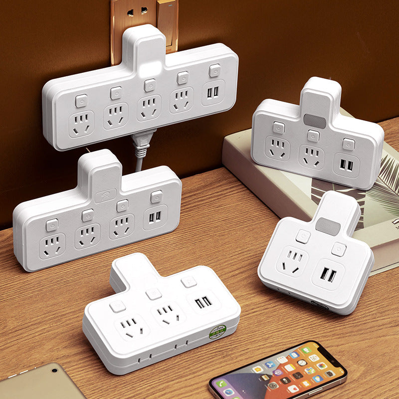 Tiantu multifunctional home wireless socket converter plug - one-to-multiple outlet with night light and usb charging strip