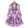 spring new arrival: royal court style retro stand collar dress - european & american socialite design, cinched waist, single-breasted button, printed maxi dress