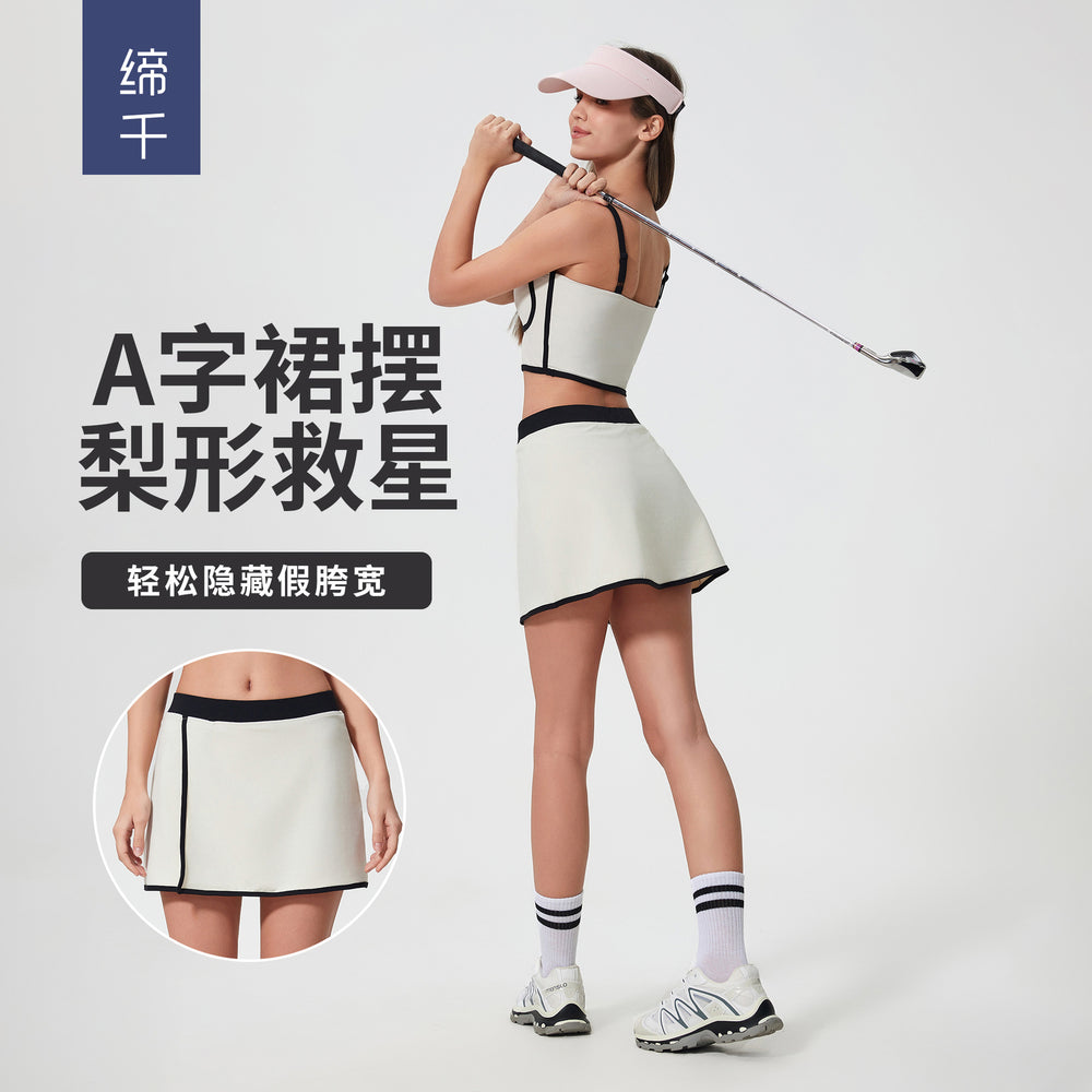 Summer color block yoga skort - women's hip-hugging, slimming, fashionable, and versatile fitness & tennis skirt d25044
